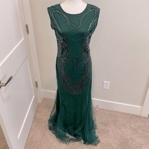 Brand me 1920s style prom long dress Large green